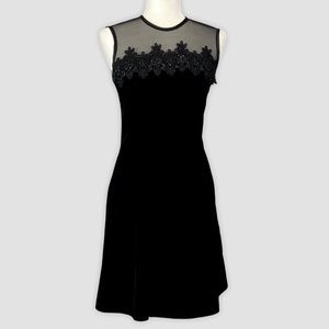 Vintage Scott McClintock Womens Black Velvet Dress Mesh Lace Sequin Bodice sz 6